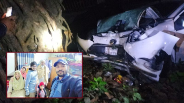 গাছে প্রাইভেটকারের ধাক্কা :এক পরিবারের ৩ জন নিহত