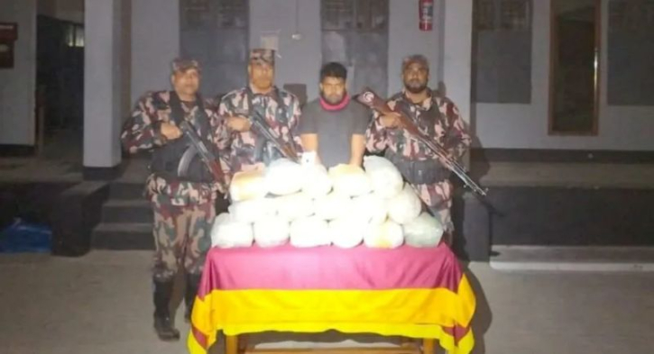 ঘিবা সীমান্তে বিজিবির অভিযানে ৪৩ কেজি গাঁজাসহ পাচারকারী আটক