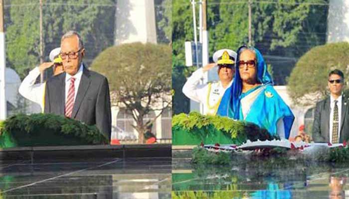 শিখা অনির্বাণে রাষ্ট্রপতি-প্রধানমন্ত্রীর শ্রদ্ধা