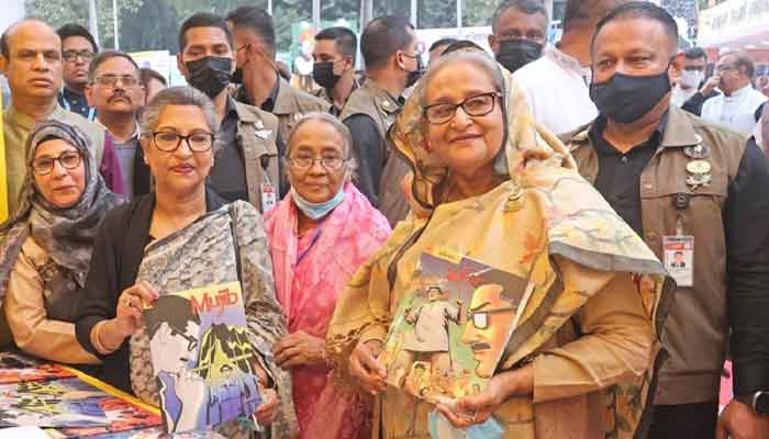 বইমেলা থেকে গ্রাফিক নভেল ‘মুজিব’ কিনেছেন প্রধানমন্ত্রী বইমেলা থেকে গ্রাফিক নভেল ‘মুজিব’ কিনেছেন প্রধানমন্ত্রী