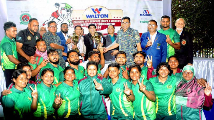 ওয়ালটন সার্ভিসেস কুস্তির উভয় বিভাগে চ্যাম্পিয়ন আনসার বাহিনী ওয়ালটন সার্ভিসেস কুস্তির উভয় বিভাগে চ্যাম্পিয়ন আনসার বাহিনী